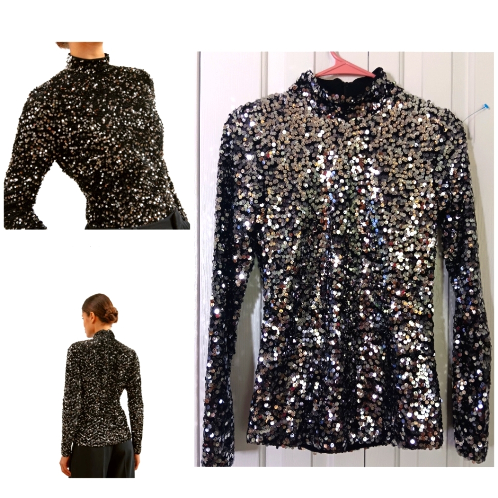 H&M Silver Sequin Top